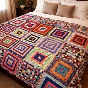 Vintage king size yo yo berry Colorful Patchwork Quilt